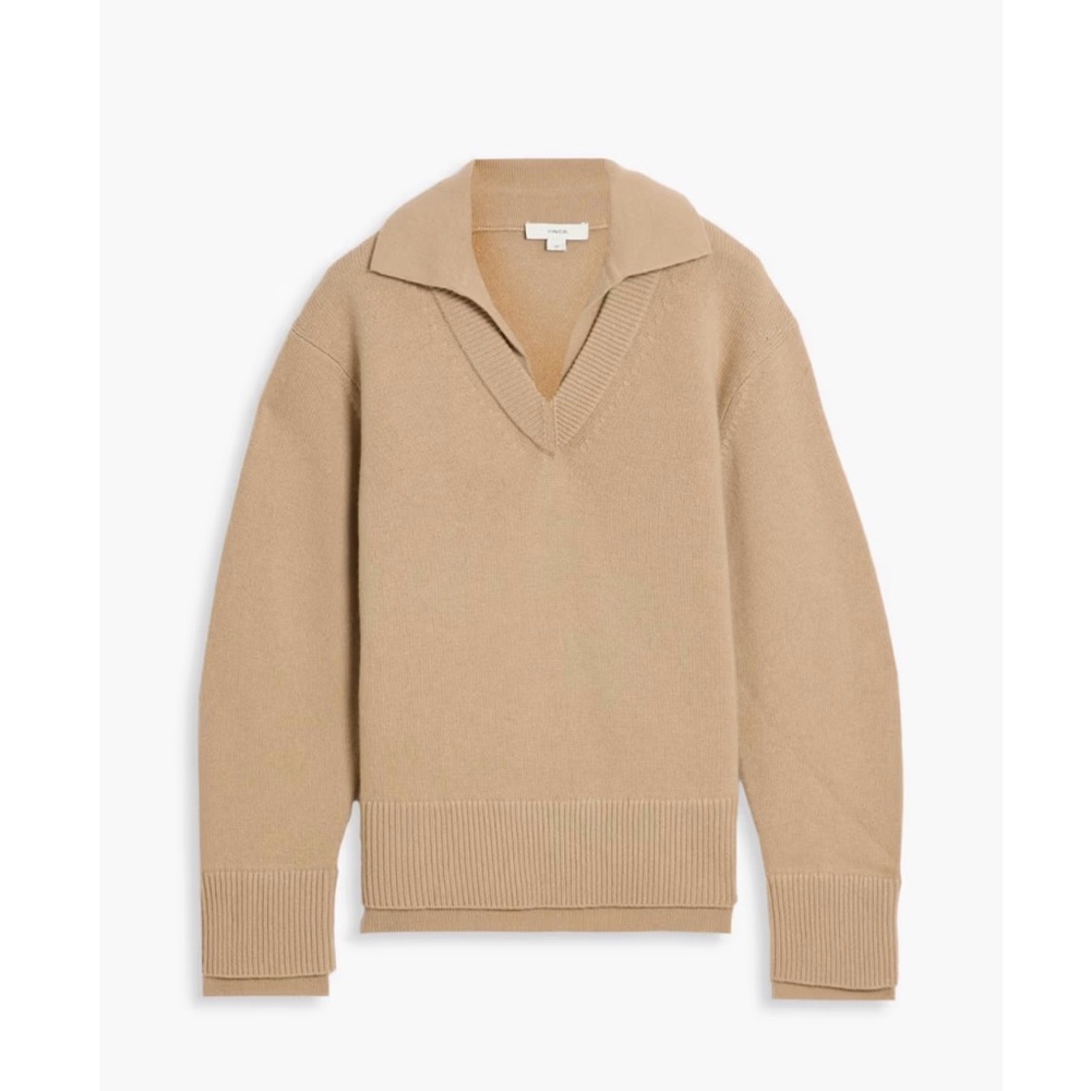 Vince. Women’s Beige V-Neck Pullover Sweater